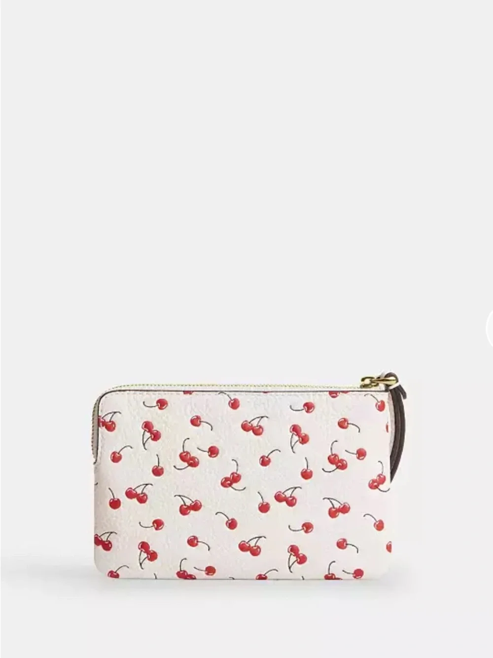 Coach White Leather Wristlet with Red Cherry Print
